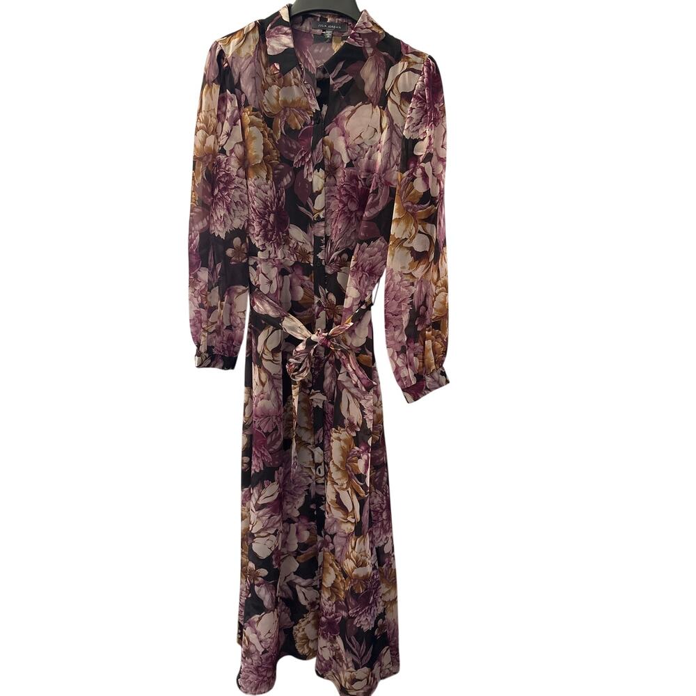 julia jordan Floral Maxi Dress in Plum, Mustard, Black